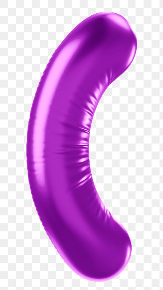 Parentheses png 3D purple balloon symbol, transparent background