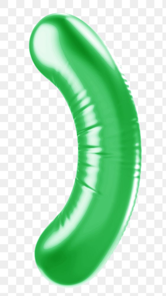 Parentheses png 3D green balloon symbol, transparent background