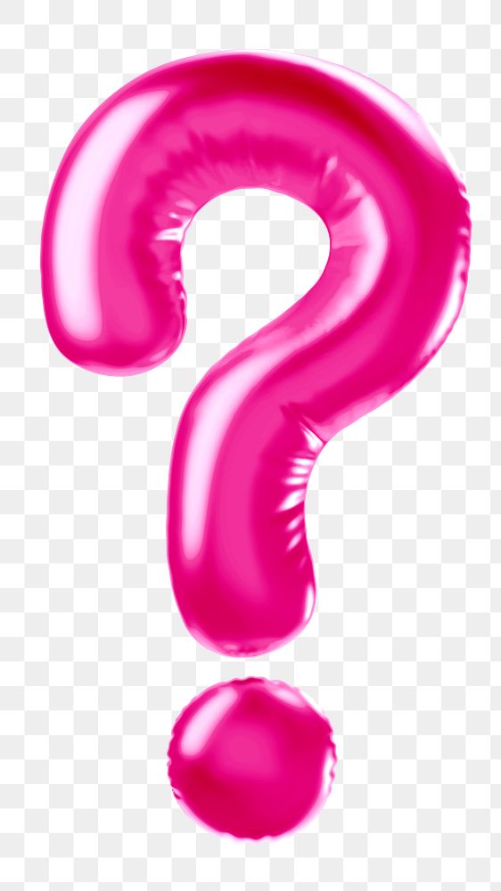 Question mark png 3D pink balloon symbol, transparent background