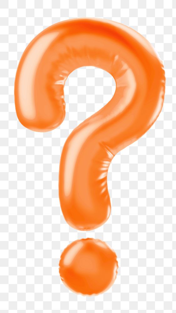 Question mark png 3D orange balloon symbol, transparent background