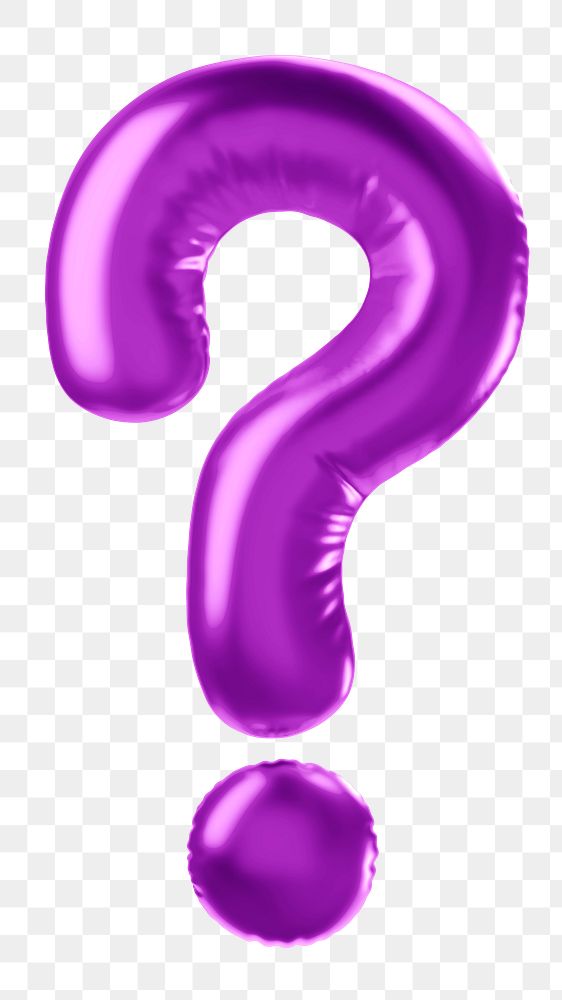 Question mark png 3D purple balloon symbol, transparent background