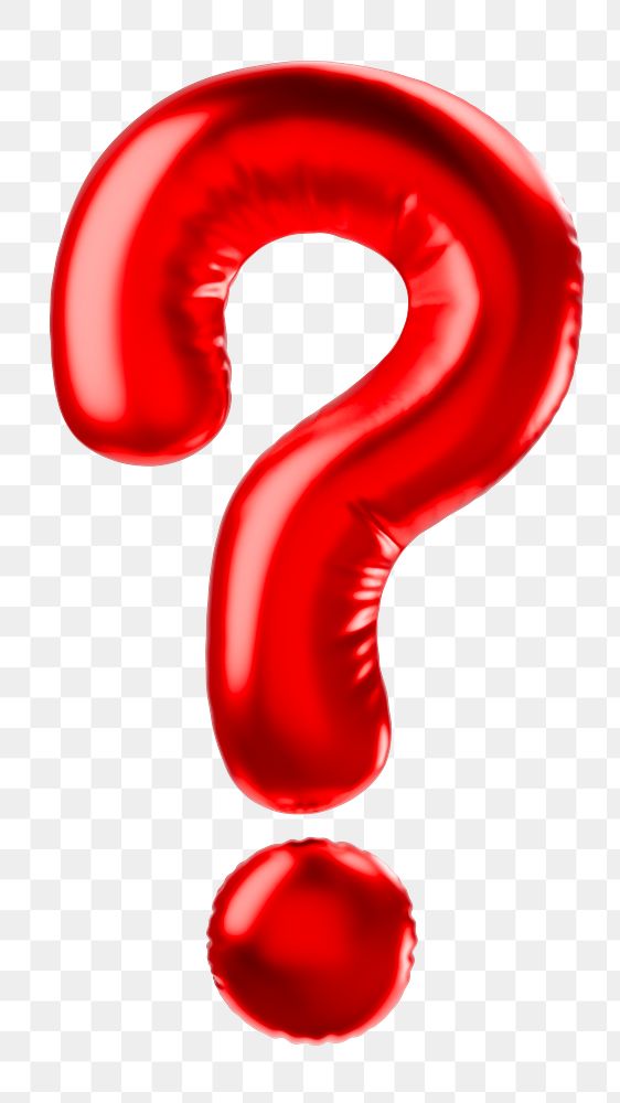 Question mark png 3D red balloon symbol, transparent background