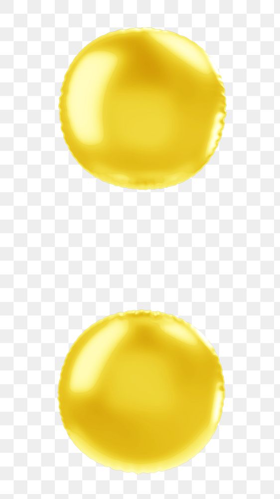 Colon png 3D yellow balloon symbol, transparent background