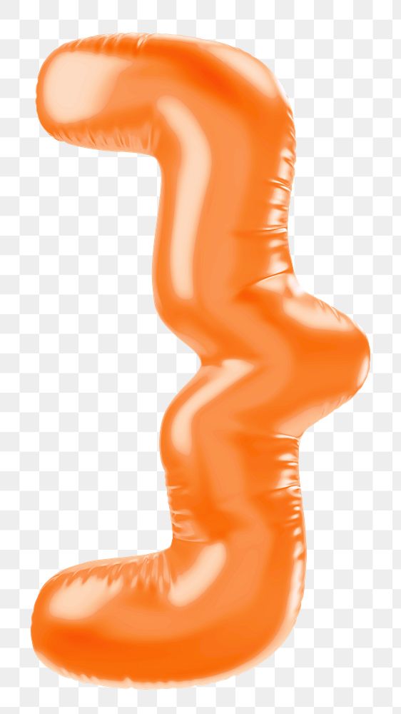 Curly bracket png 3D orange balloon symbol, transparent background