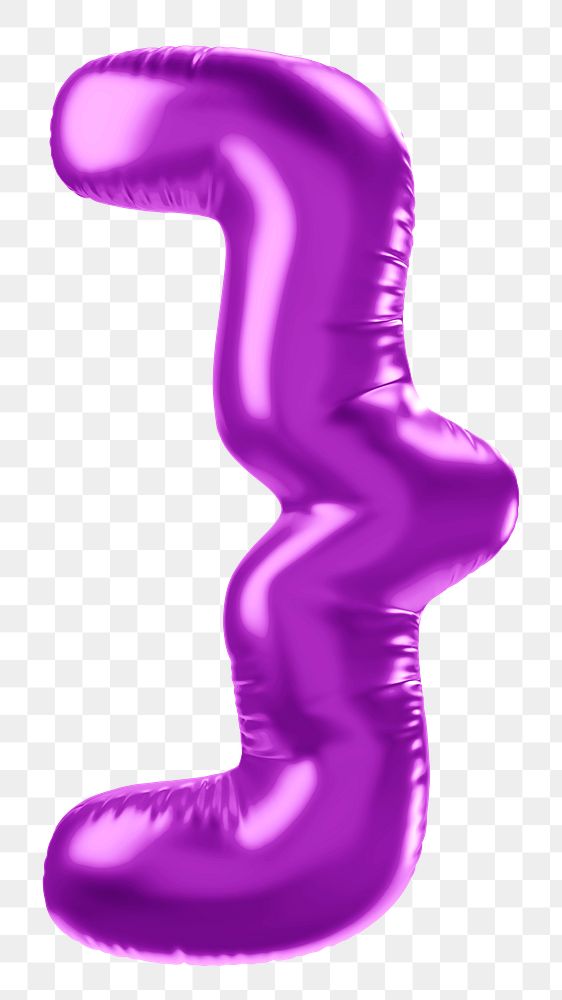 Curly bracket png 3D purple balloon symbol, transparent background