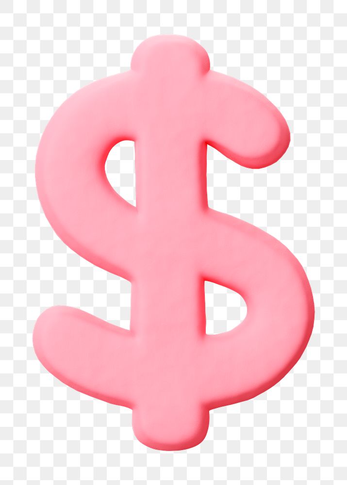 Dollar sign png pink clay alphabet, transparent background