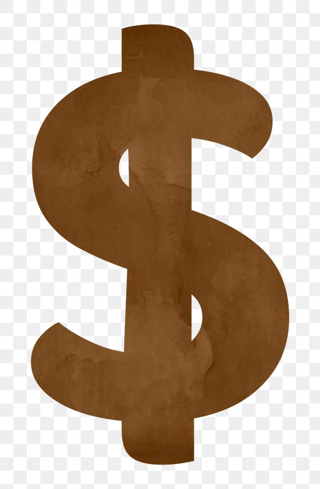 Dollar sign png brown digital art symbol, transparent background
