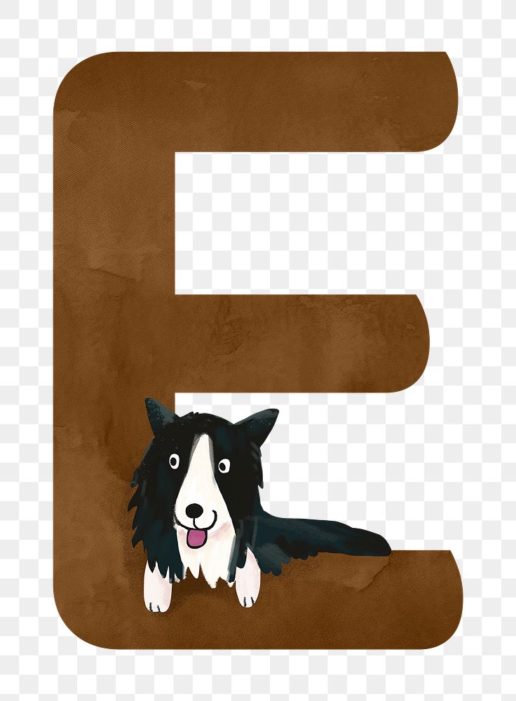 Letter E png cute animal character alphabet, transparent background