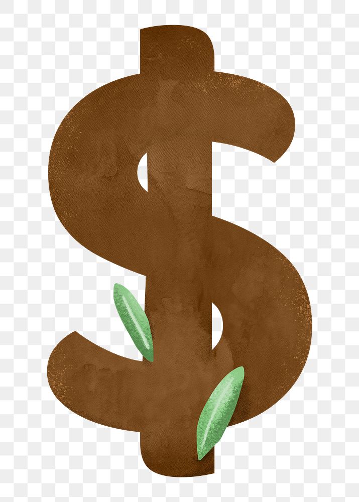 Dollar sign png brown digital art symbol, transparent background