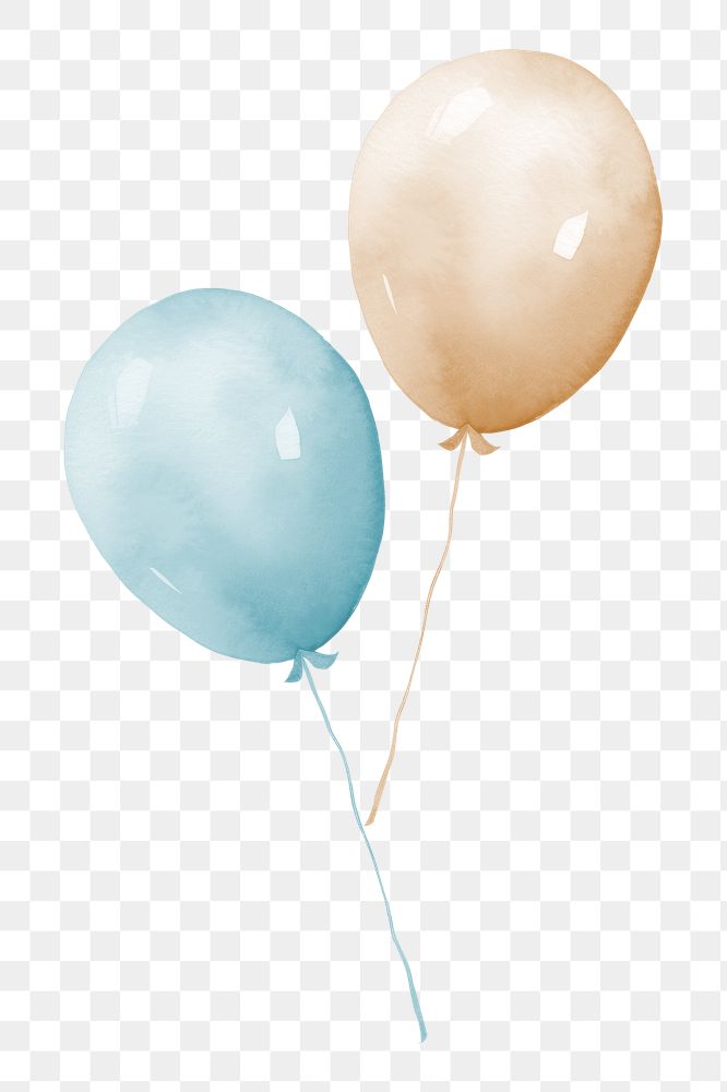 Balloons png watercolor object, transparent background
