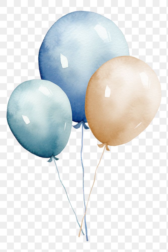 Balloons png watercolor object, transparent background