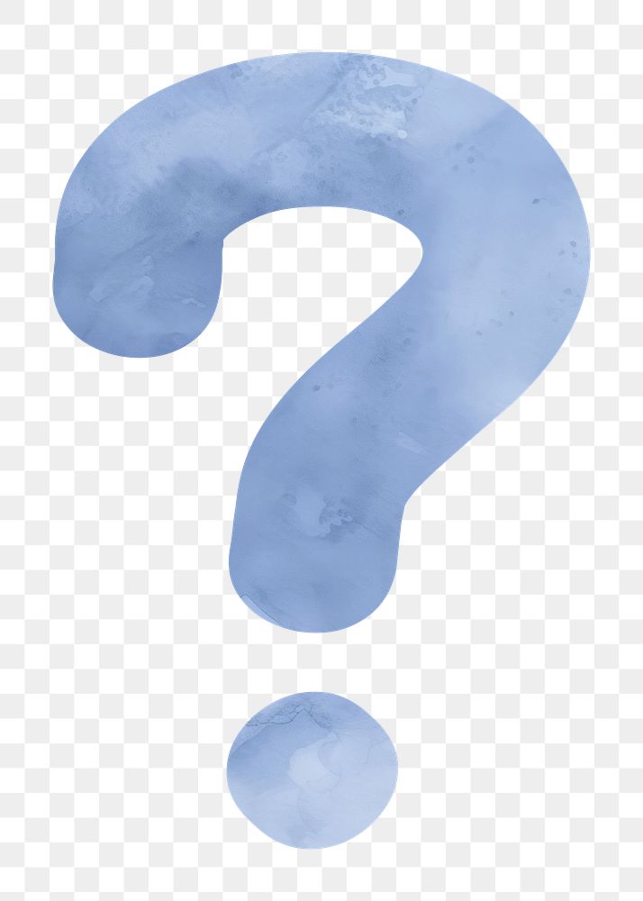 Question mark png blue watercolor sign, transparent background