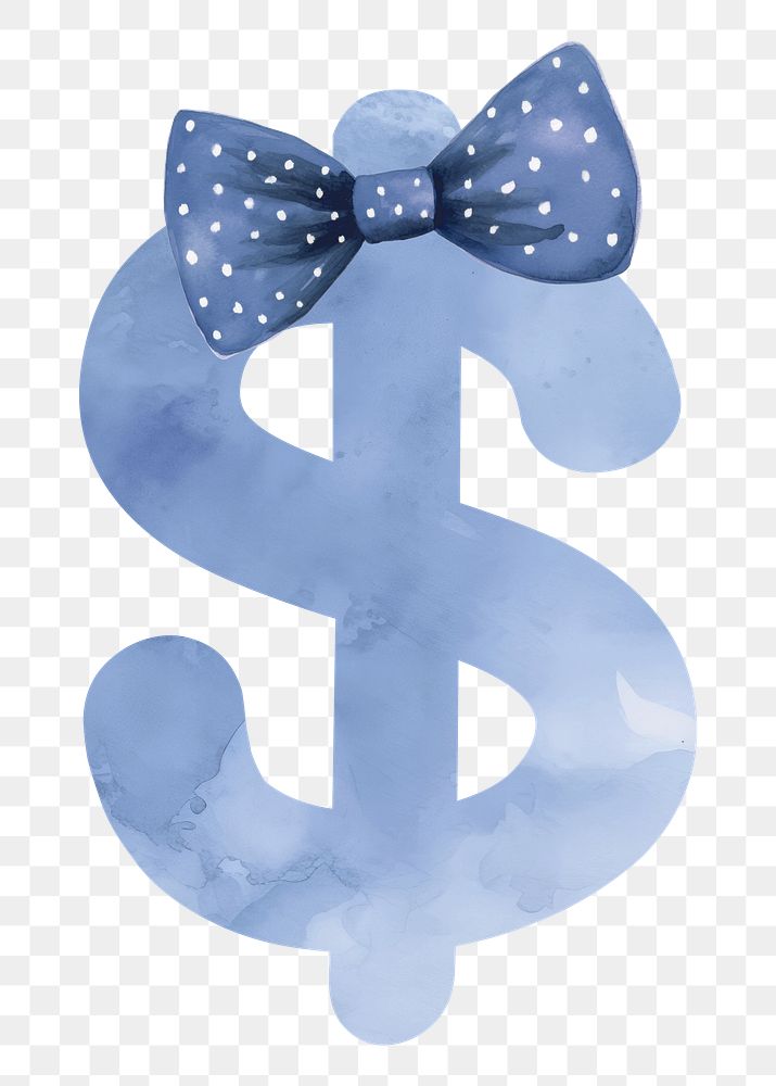 Dollar sign png blue watercolor, transparent background