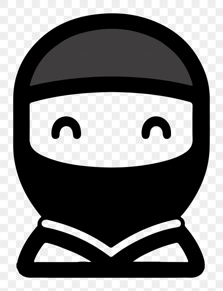 Ninja png character line art, transparent background