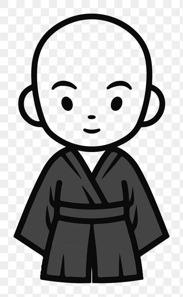 Monk png character line art, transparent background