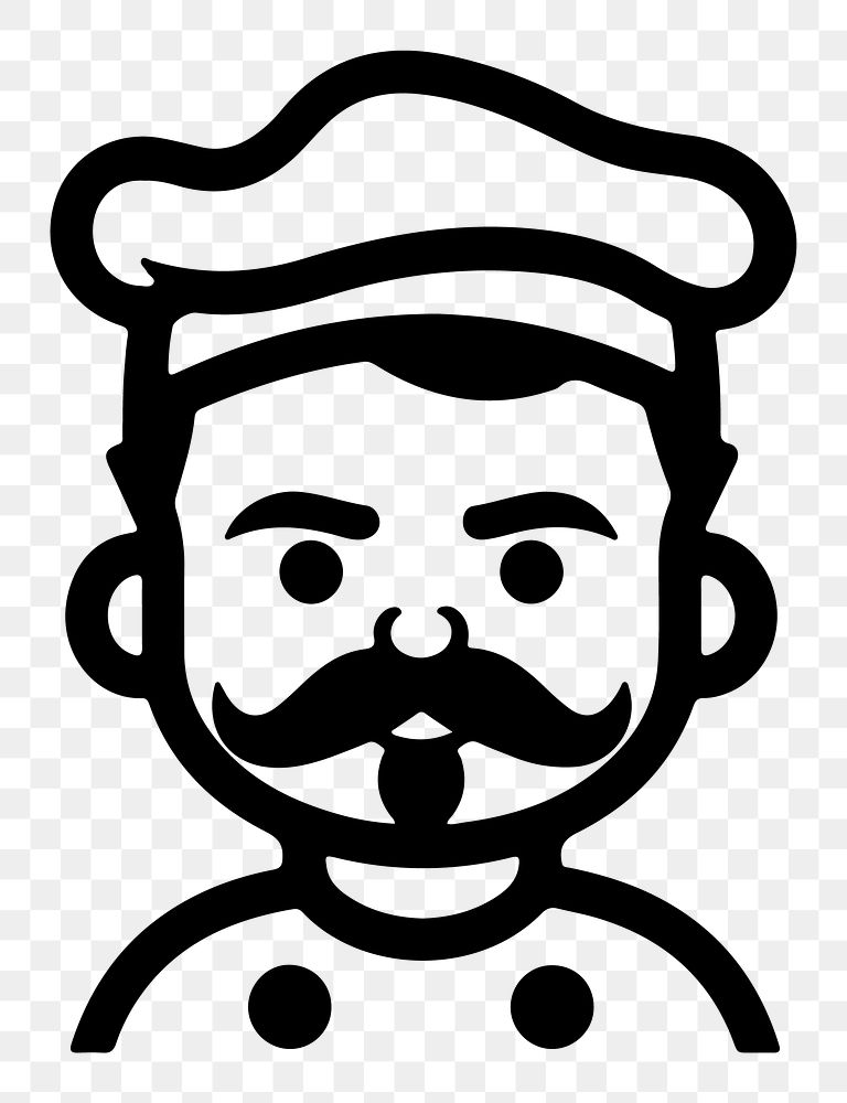 Chef png character line art, transparent background
