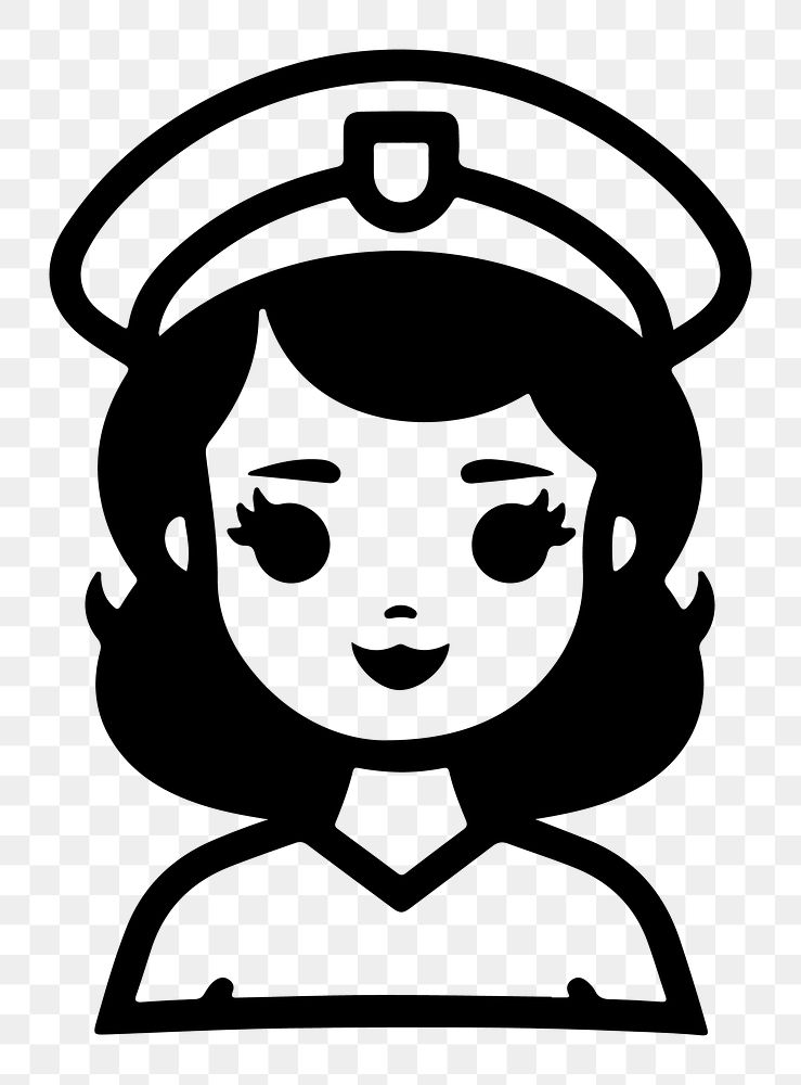 Female air hostess png character line art, transparent background