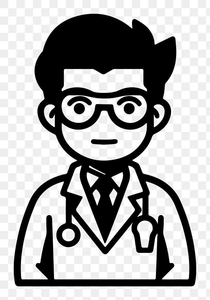 Doctor png character line art, transparent background