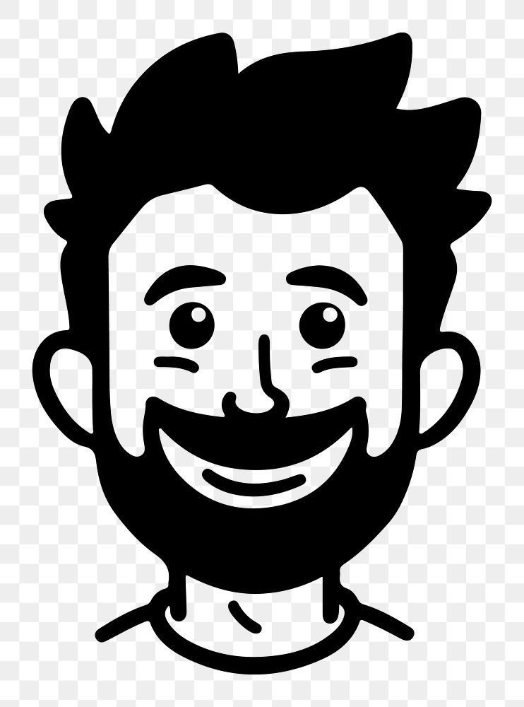 Happy man png character line art, transparent background