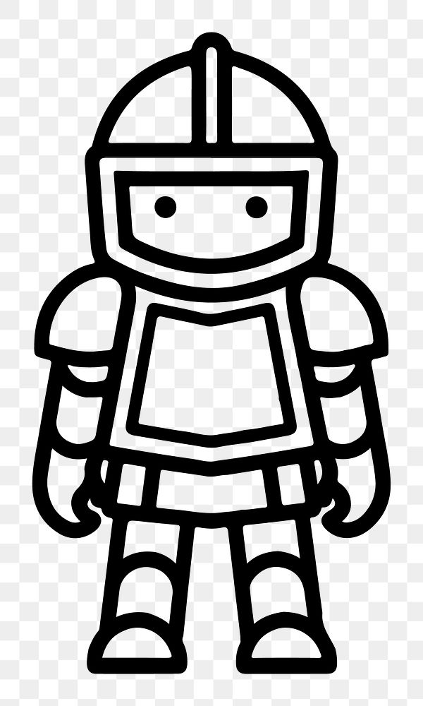 Knight png character line art, transparent background