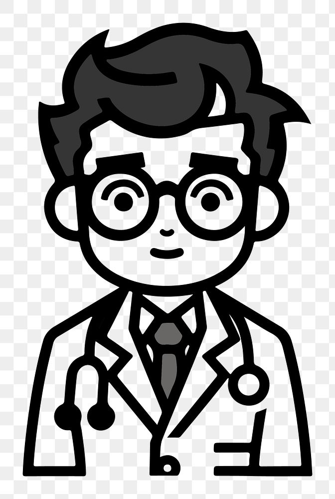 Doctor png character line art, transparent background