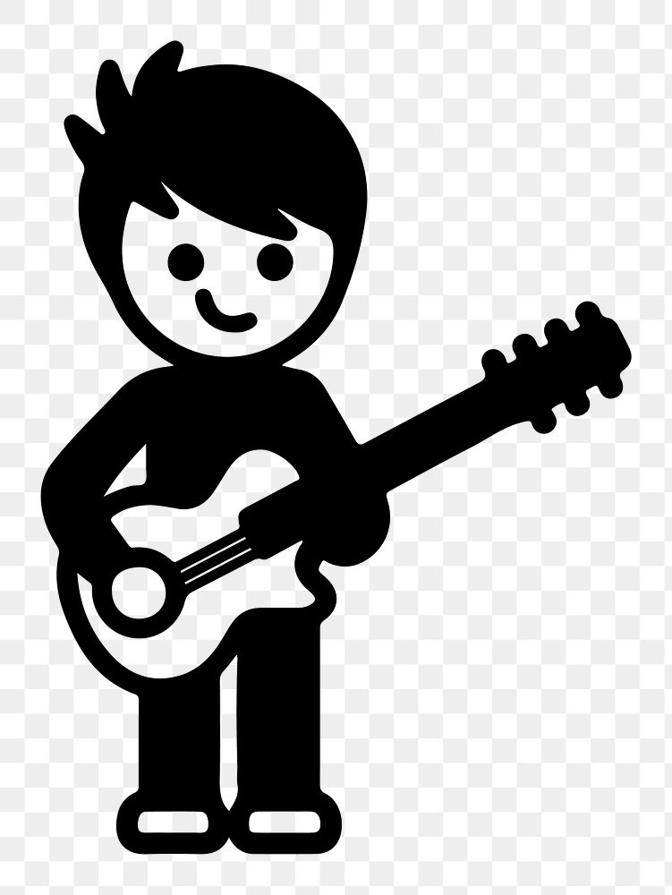 Male musician png character line art, transparent background