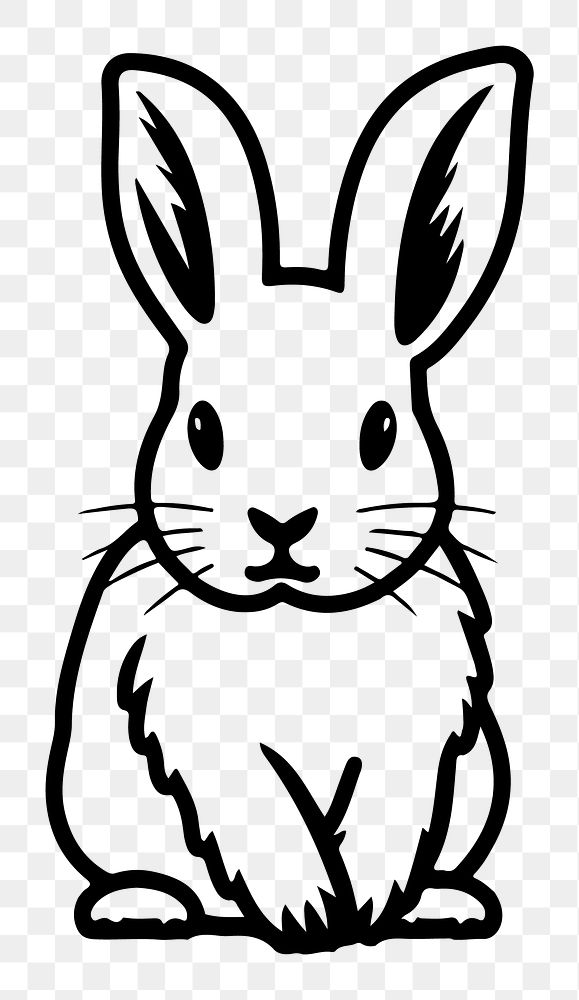 Rabbit png animal line art, transparent background