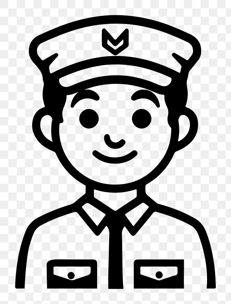Policeman png character line art, transparent background
