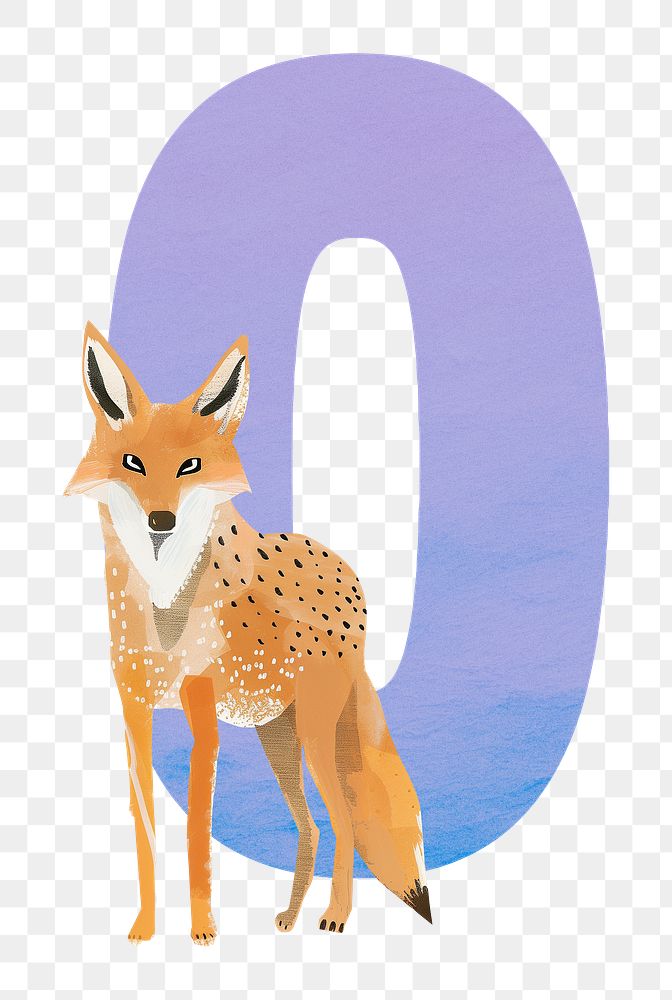 Number 0 png animal character illustration, transparent background