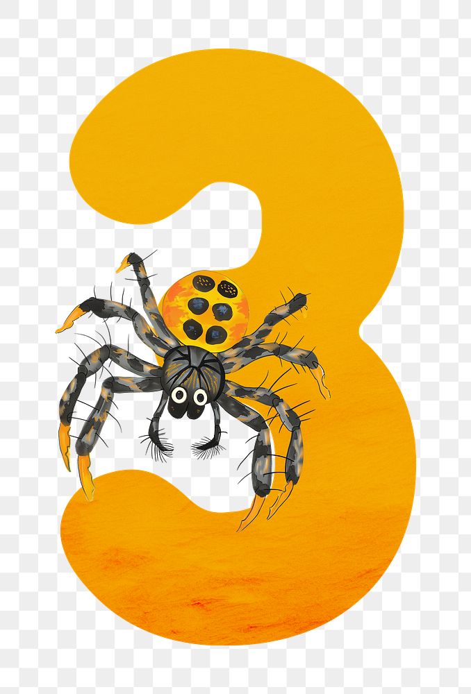 Number 3 png animal character illustration, transparent background