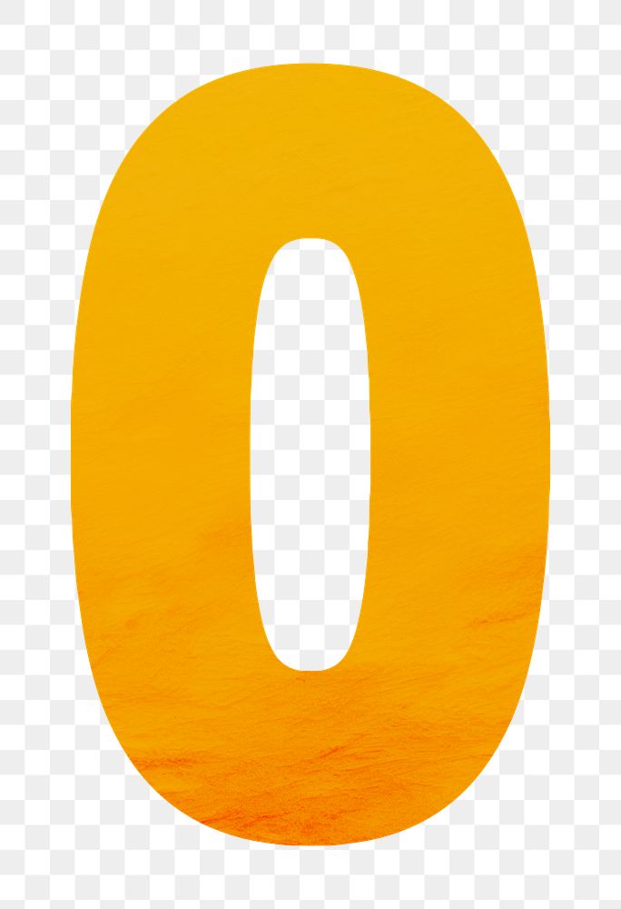 Number 0 png in yellow, transparent background
