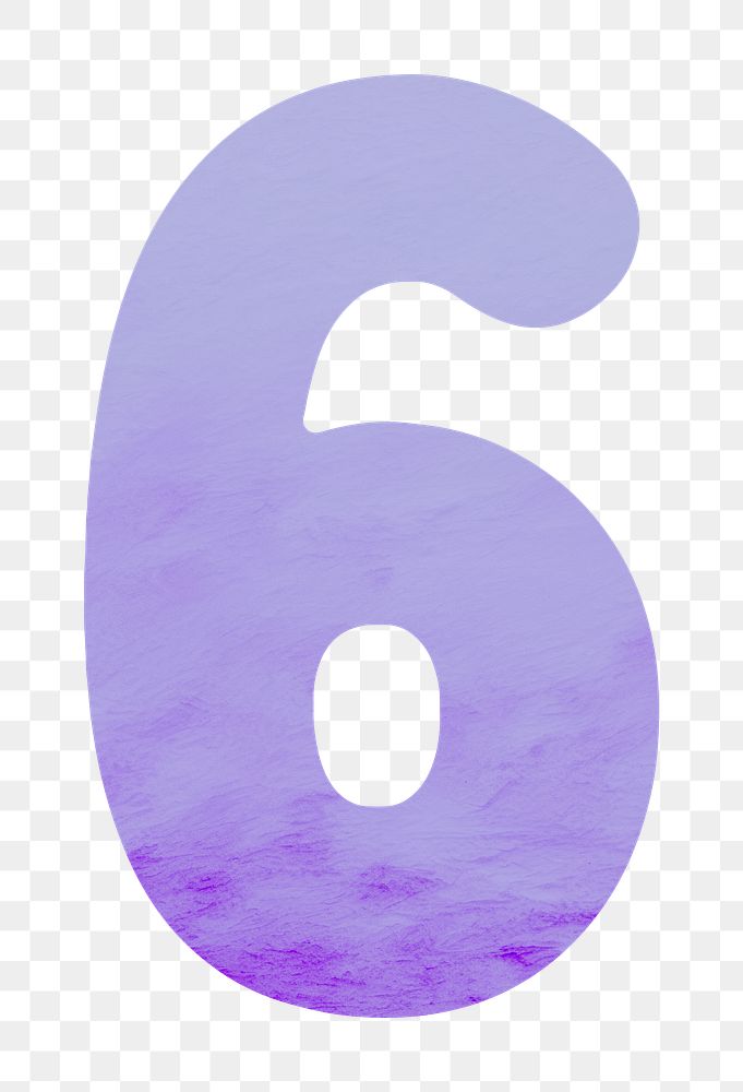 Number 6 png in purple, transparent background