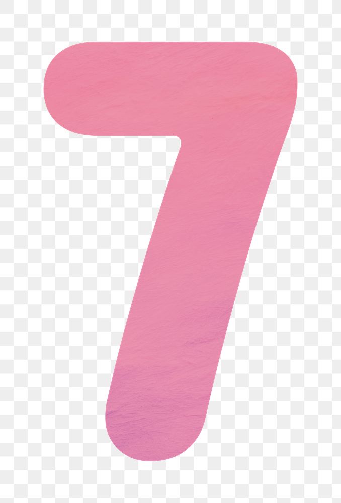 Number 7 png in pink illustration, transparent background