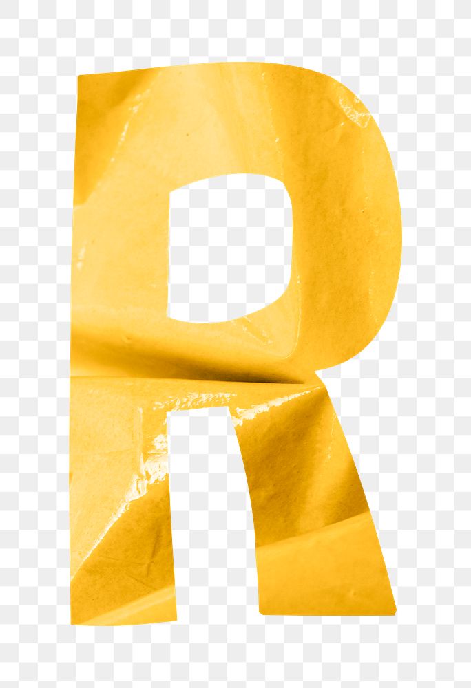 Letter R png in yellow plastic texture alphabet, transparent background