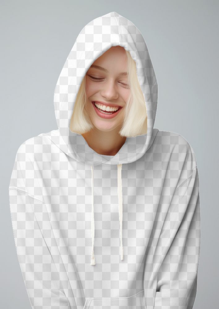 Hoodie mockup png women's apparel, transparent background