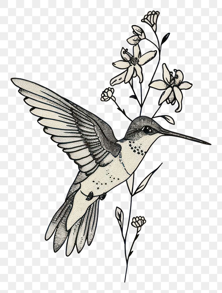 PNG Hummingbird micro tattoo art illustrated drawing.