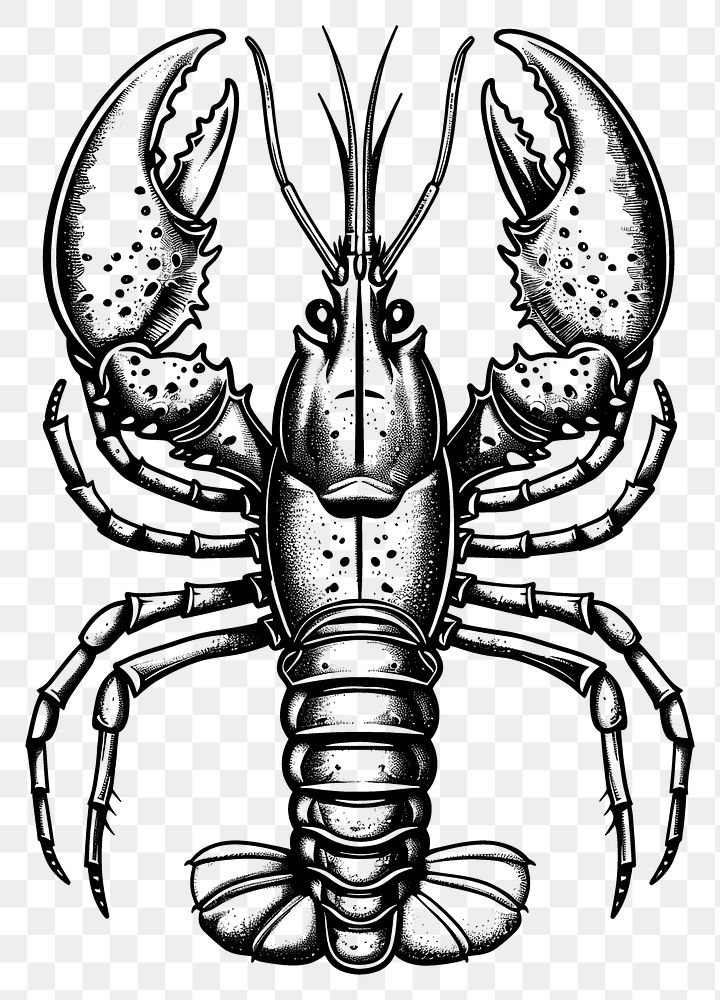 PNG  Lobster tattoo flash illustration invertebrate chandelier seafood.