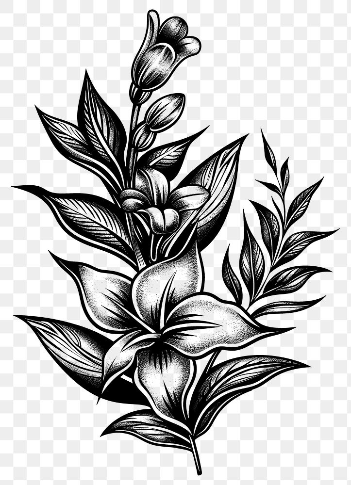 PNG  Plant tattoo flash illustration illustrated graphics pattern