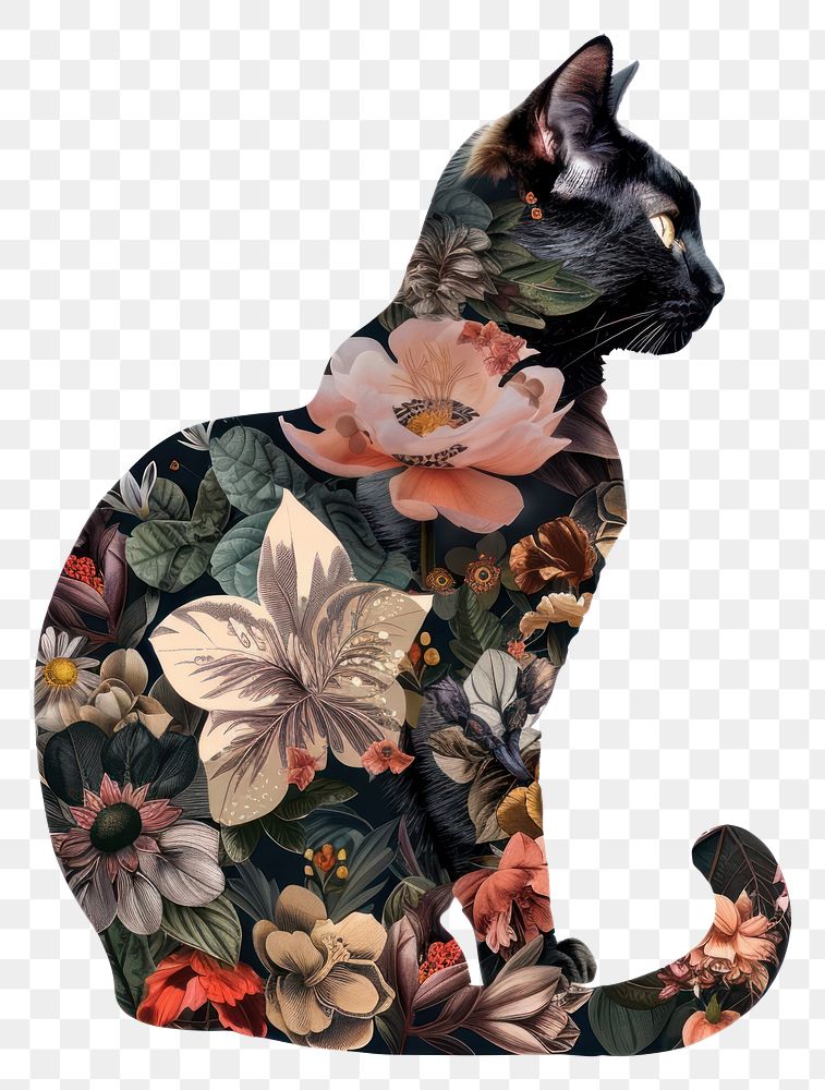 PNG Flower Collage cat pattern animal mammal