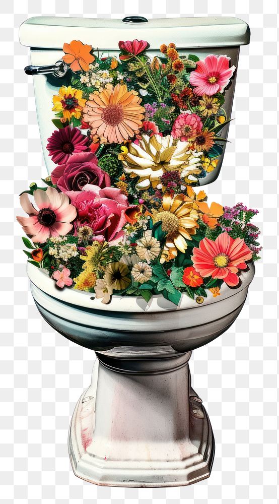 PNG Flower Collage flush toilet flower bathroom pattern.