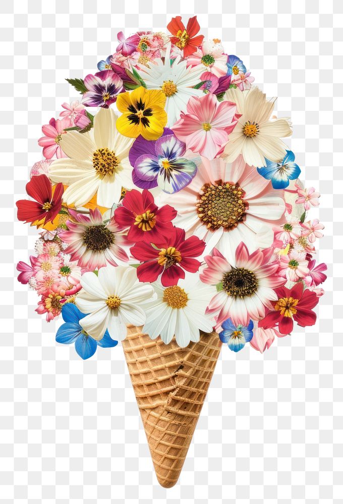 PNG Flower Collage ice cream flower dessert pattern.