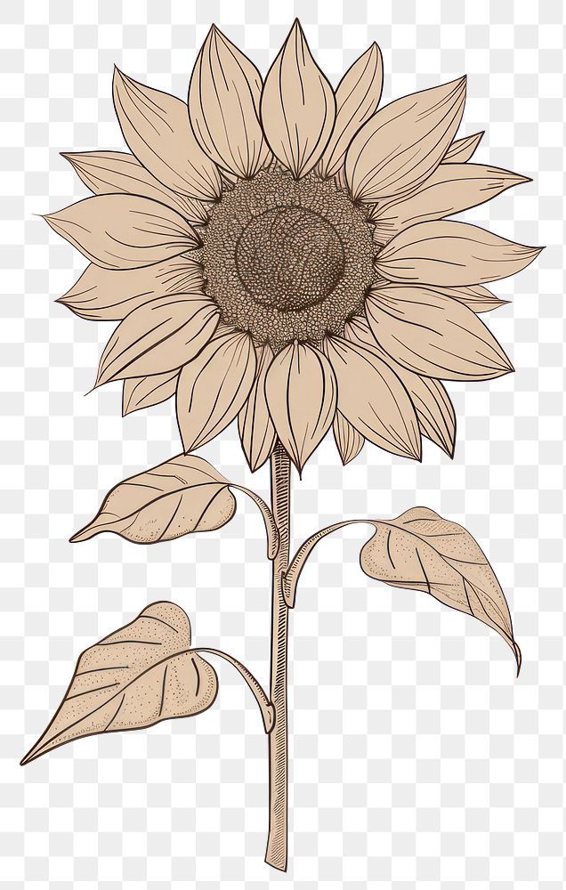 PNG Hand drawn of sunflower drawing sketch cartoon