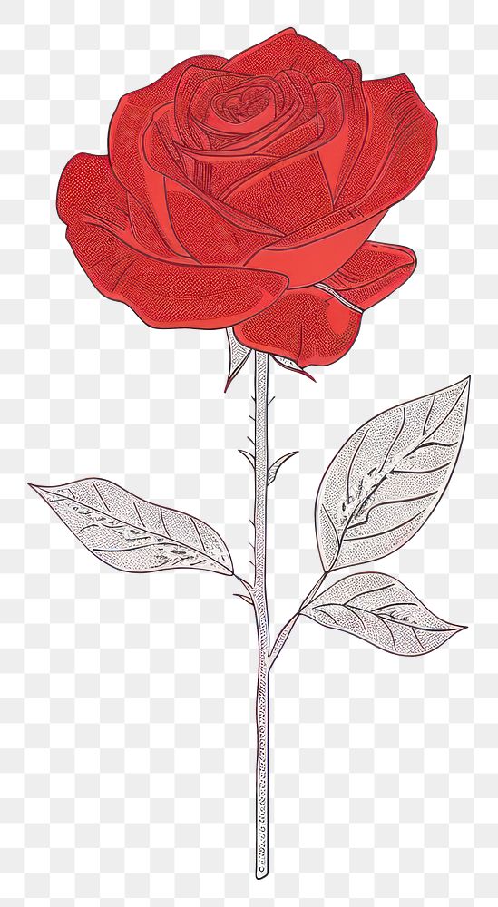 PNG Red rose flat illustration art blossom flower.