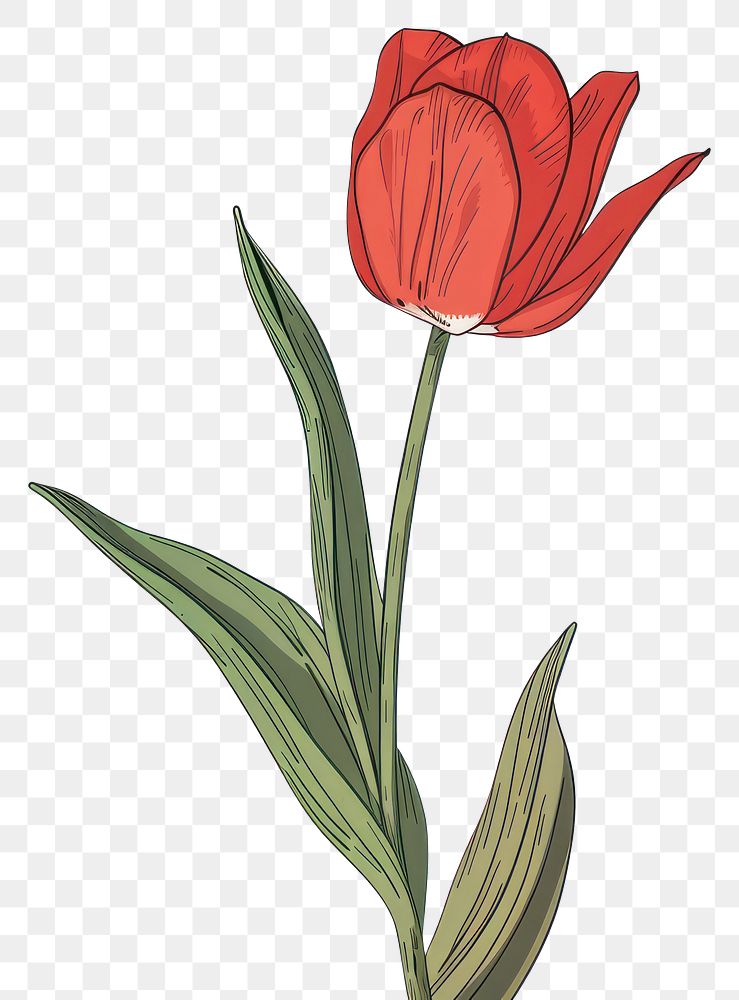 PNG PNG Red tulip flat illustration art blossom flower.
