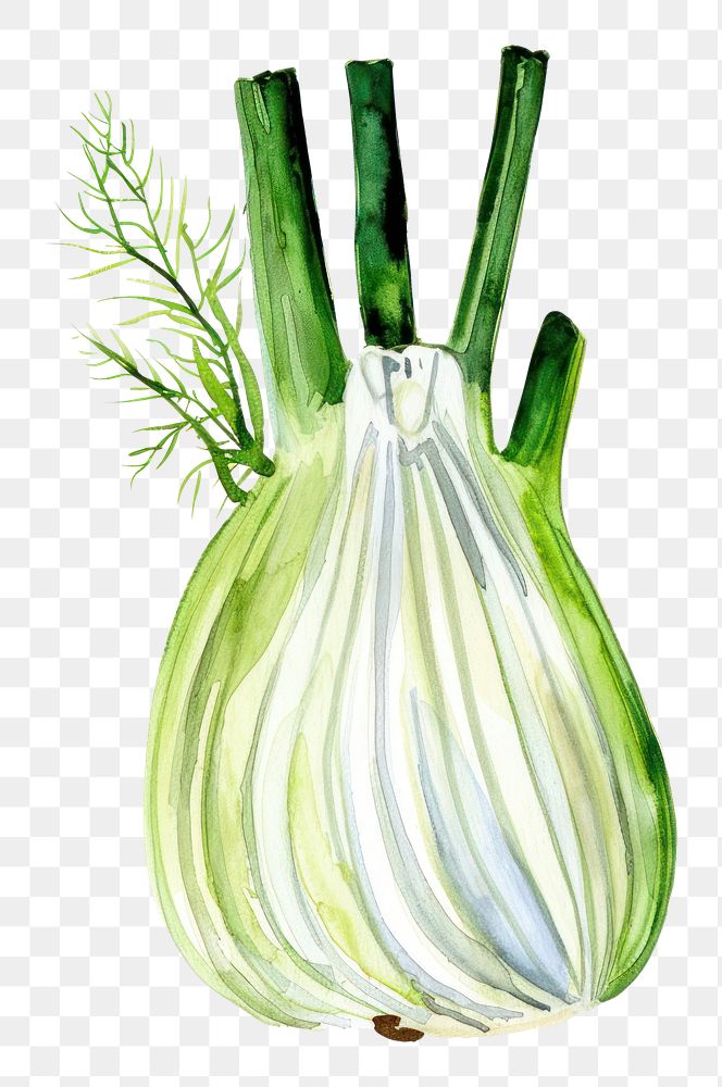 PNG An isolated fresh fennel illustration watercolor vegetable.