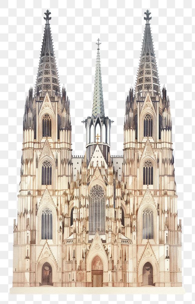 PNG Cologne Gothic Cathedral cathedral architecture illustration.