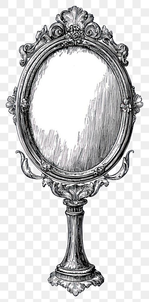 PNG Scrying mirror illustration vintage style.