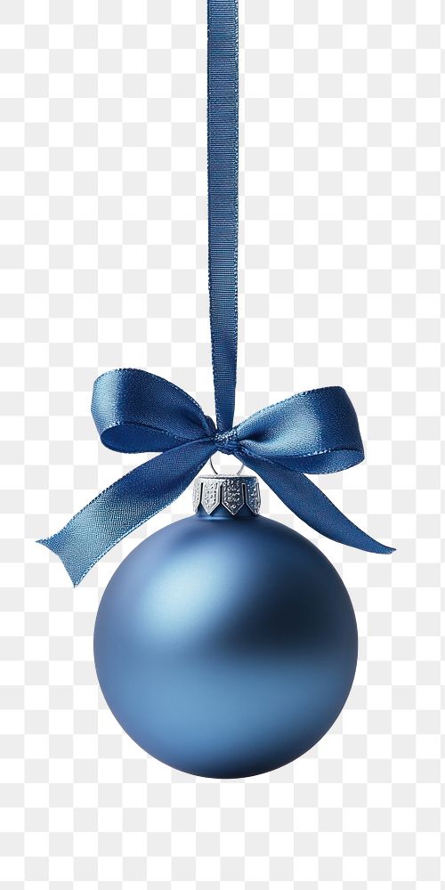 PNG A matte blue Christmas ornament ball christmas elegant hanging.