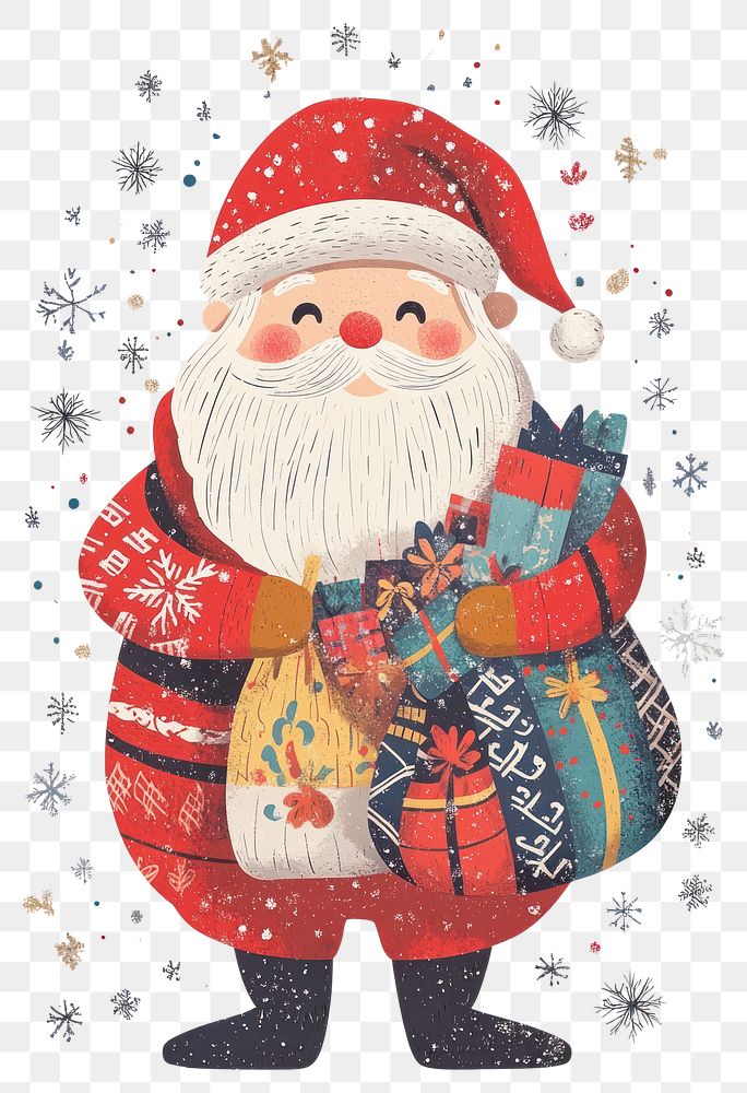 PNG Christmas Santa Claus illustration snowflakes christmas.