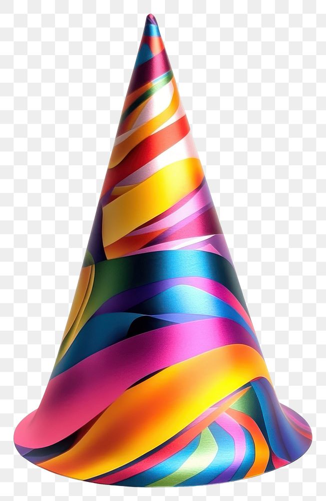 PNG Party hat vibrant rainbow cone.